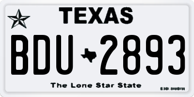 TX license plate BDU2893