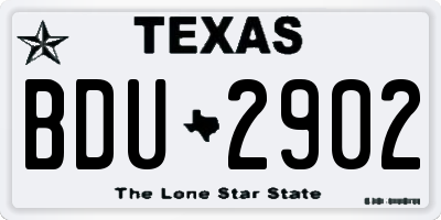TX license plate BDU2902