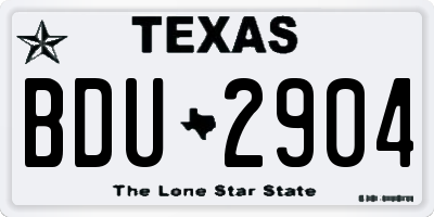 TX license plate BDU2904