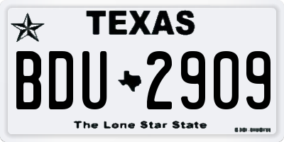 TX license plate BDU2909