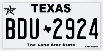 TX license plate BDU2924