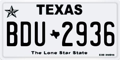 TX license plate BDU2936