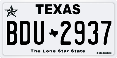 TX license plate BDU2937