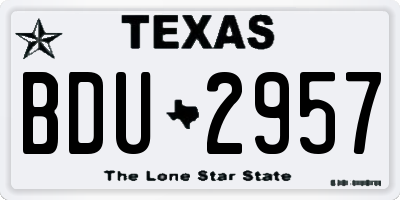 TX license plate BDU2957