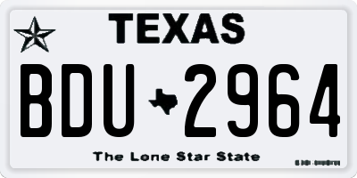 TX license plate BDU2964