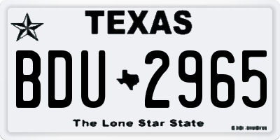 TX license plate BDU2965
