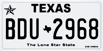 TX license plate BDU2968
