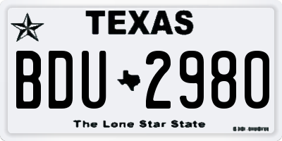 TX license plate BDU2980
