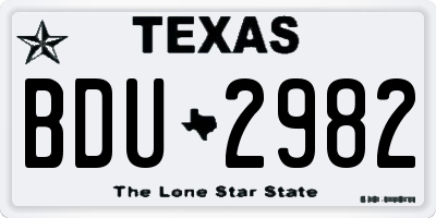 TX license plate BDU2982