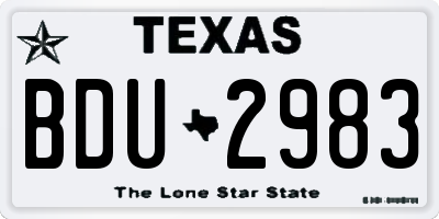 TX license plate BDU2983