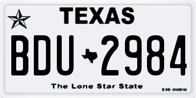 TX license plate BDU2984