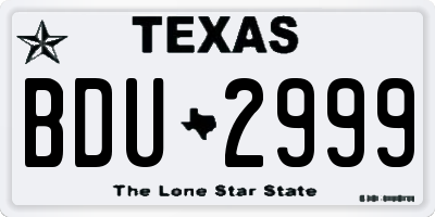 TX license plate BDU2999