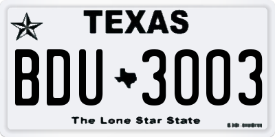 TX license plate BDU3003