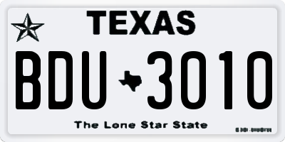 TX license plate BDU3010