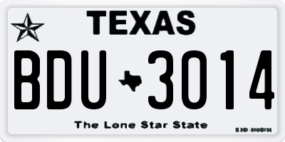 TX license plate BDU3014