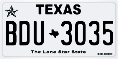 TX license plate BDU3035