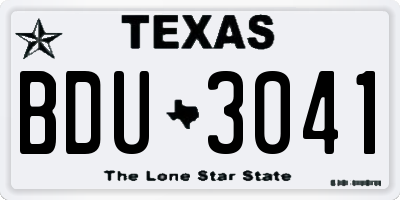 TX license plate BDU3041
