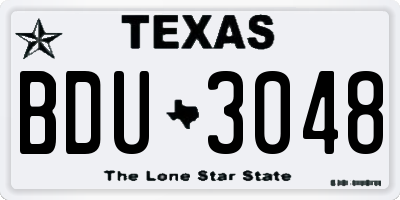 TX license plate BDU3048