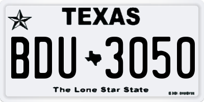 TX license plate BDU3050