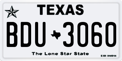 TX license plate BDU3060