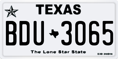 TX license plate BDU3065