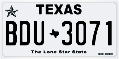 TX license plate BDU3071