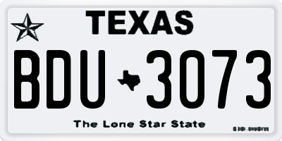 TX license plate BDU3073