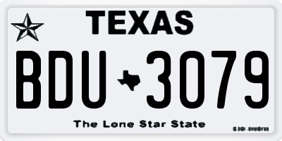 TX license plate BDU3079