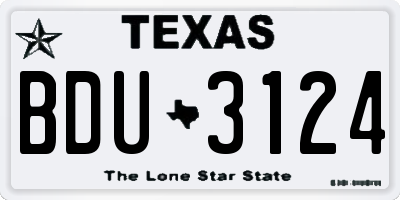 TX license plate BDU3124