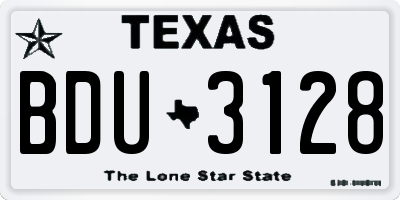 TX license plate BDU3128