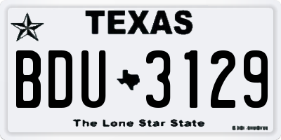 TX license plate BDU3129