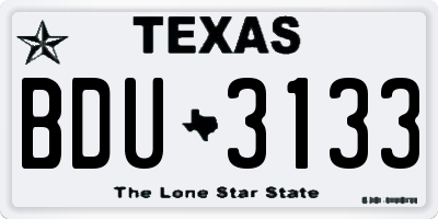 TX license plate BDU3133