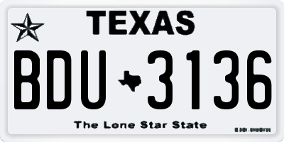 TX license plate BDU3136