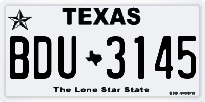 TX license plate BDU3145
