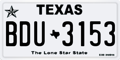 TX license plate BDU3153