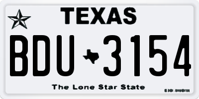 TX license plate BDU3154