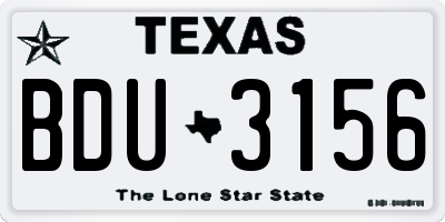 TX license plate BDU3156