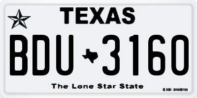 TX license plate BDU3160