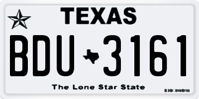 TX license plate BDU3161