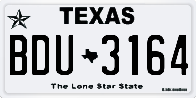 TX license plate BDU3164