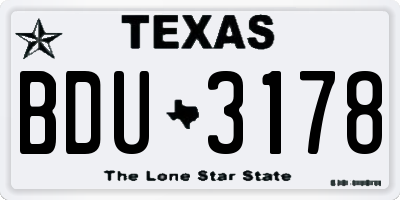 TX license plate BDU3178