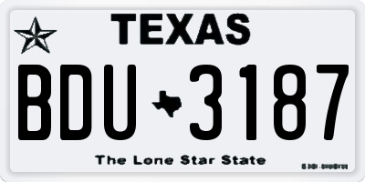 TX license plate BDU3187