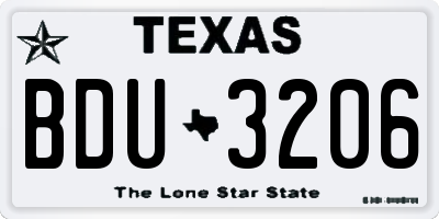 TX license plate BDU3206