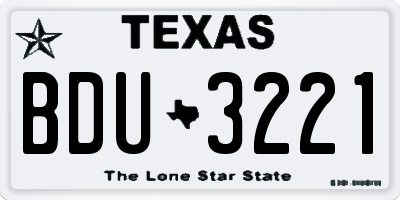 TX license plate BDU3221