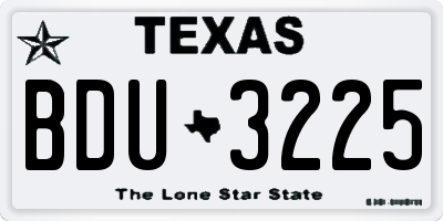 TX license plate BDU3225