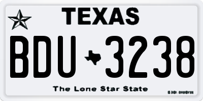 TX license plate BDU3238