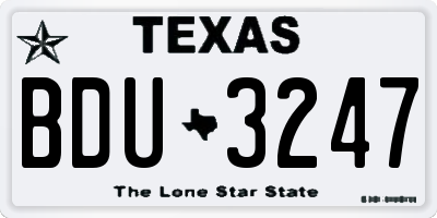 TX license plate BDU3247