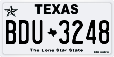 TX license plate BDU3248
