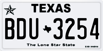 TX license plate BDU3254