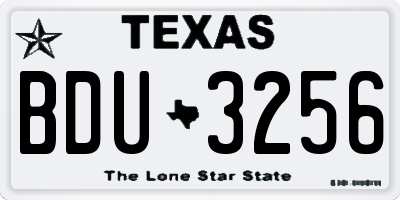 TX license plate BDU3256